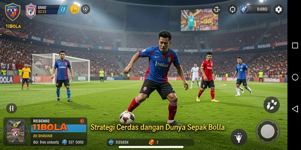Tangkapan layar gameplay 11BOLA menunjukkan strategis seru dalam pertandingan sepak bola.
