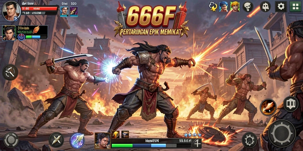 Screenshot 666F menampilkan karakter dalam pertarungan yang seru dan mendebarkan.