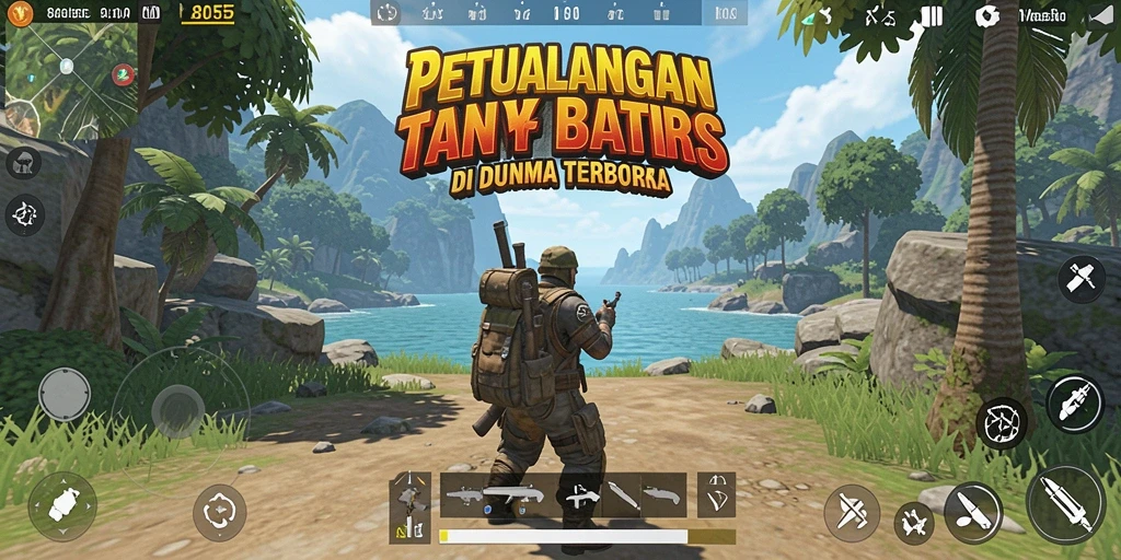 Screenshot utama dari gameplay <strong>8055</strong> yang menunjukkan dunia terbuka yang luas dan interaktif.