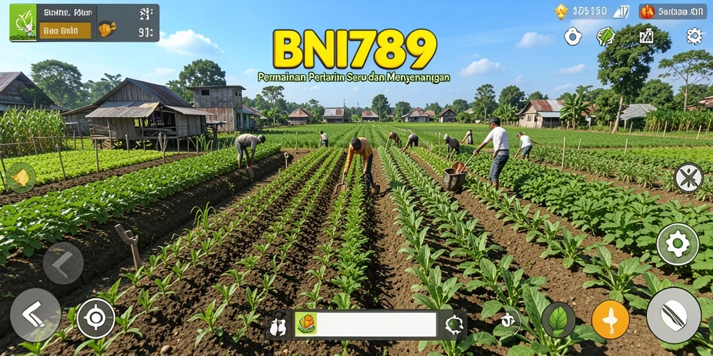 Tampilan gameplay BNI789 yang seru dengan aktivitas pertanian.