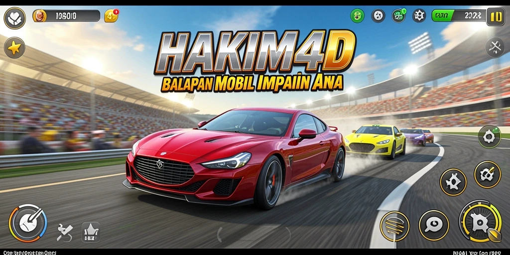 Tampilan seru balapan intens di HAKIM4D dengan mobil cepat.