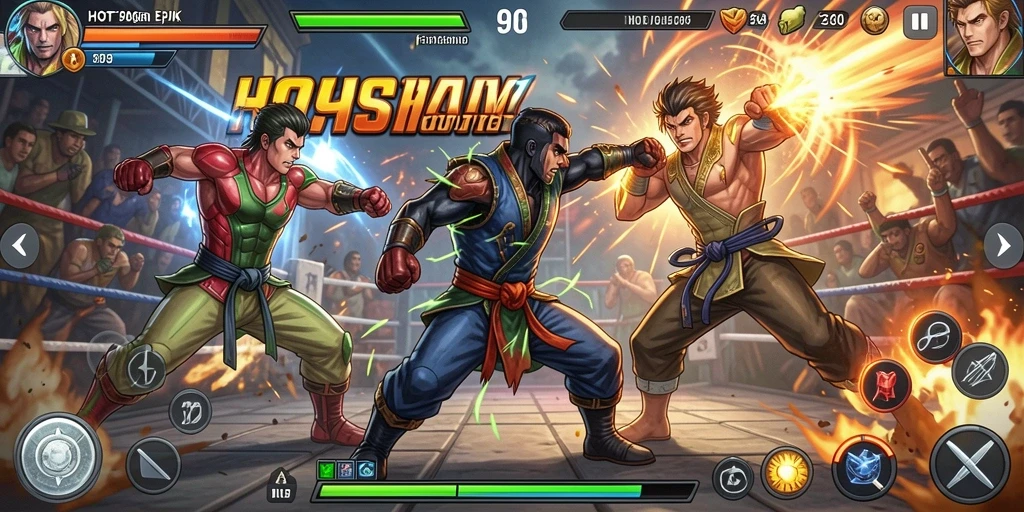 Screenshot permainan HOT985 dengan aksi pertarungan yang mendebarkan.