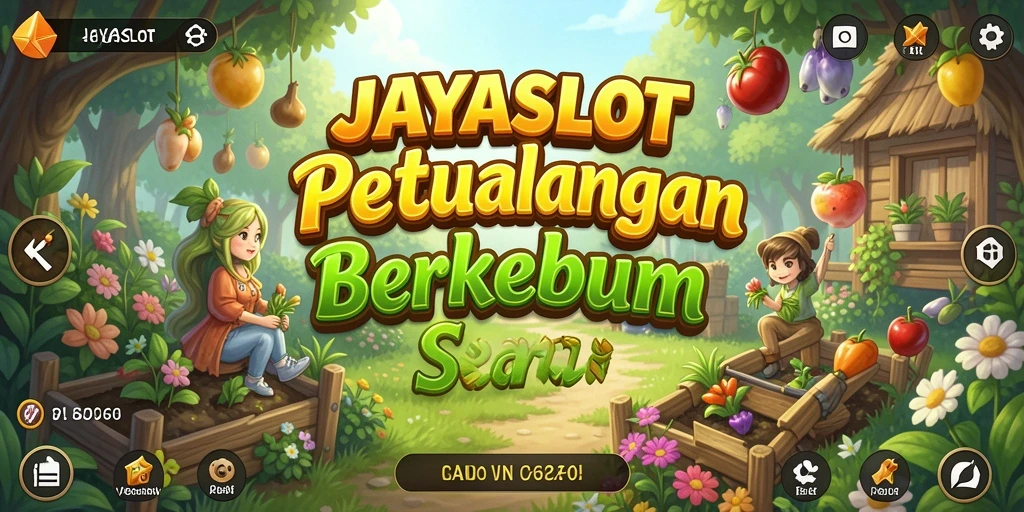 Screenshot gameplay JAYASLOT menampilkan kebun yang subur dan warna-warni.