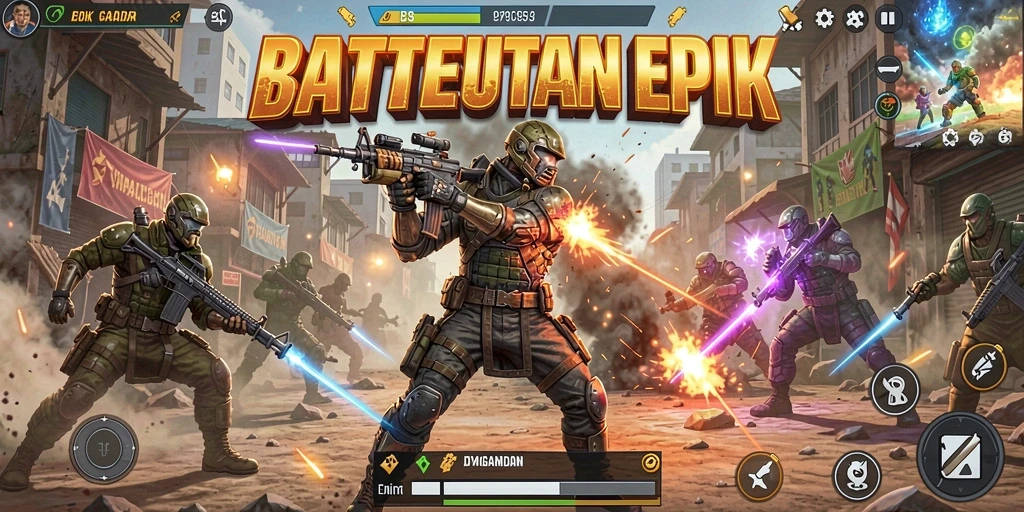 Tampilan gameplay KAGANDAN yang mendebarkan dalam pertempuran Battle Royale.
