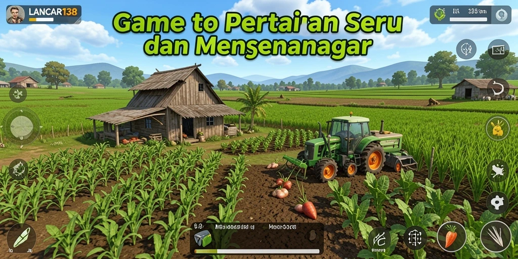 Screenshot gameplay menunjukkan aktivitas bertani yang menyenangkan dan interaktif.