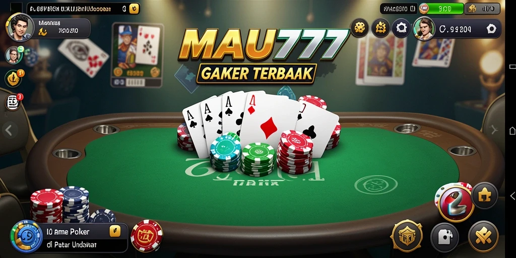 Tampilan gameplay Poker yang menarik dan mendebarkan di MAU777.