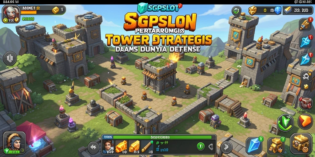 Tangkapan layar menunjukkan gameplay menegangkan di SGPSLOT dengan menara yang siap bertahan.