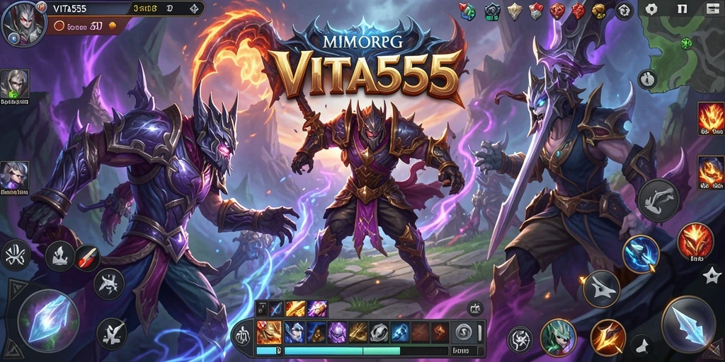 Screenshot gameplay VITA555 menunjukkan aksi seru dalam dunia MMORPG.