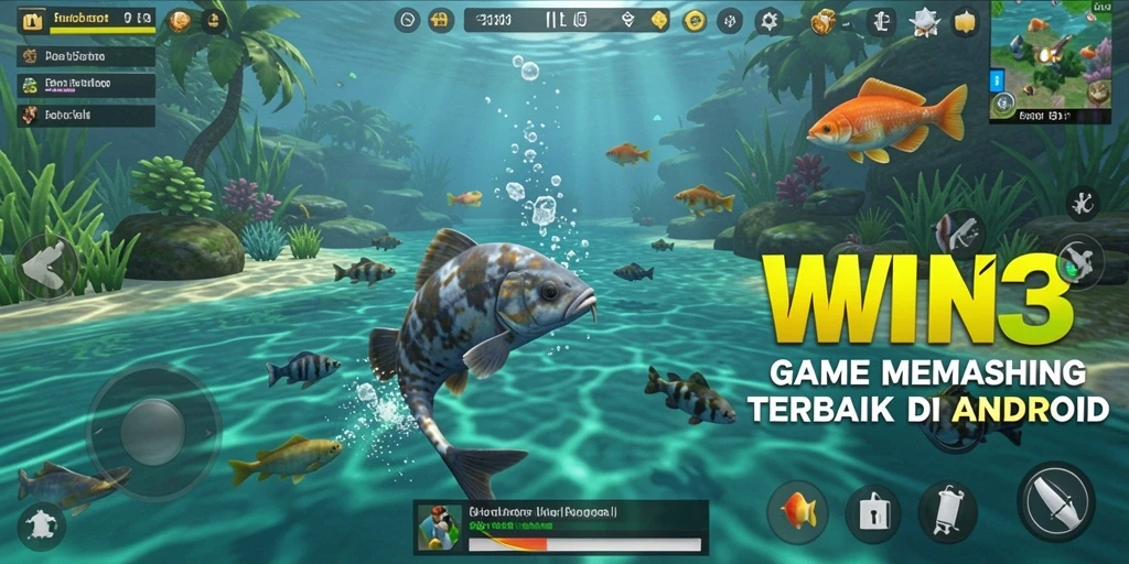 Screenshot dari gameplay WIN33 yang menunjukkan aktivitas memancing yang seru.