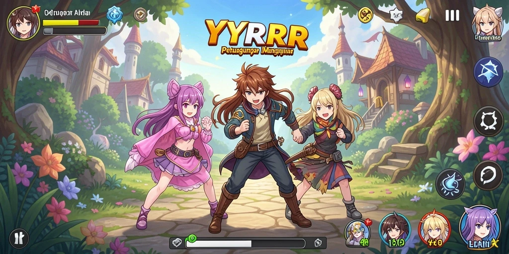 Tampilan gameplay YYRR dalam dunia anime yang memukau.